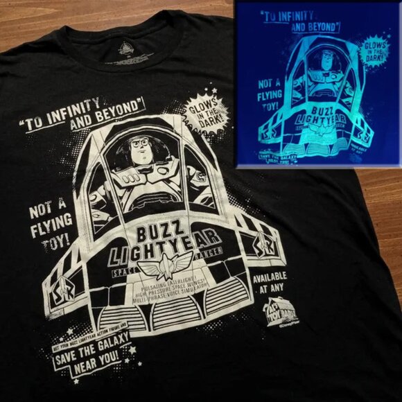 BUZZ LIGHTYEAR GLOW-IN-THE-DARK T-SHIRT - 2XL // Toy Story Party Tee Shirt - Picture 1 of 8